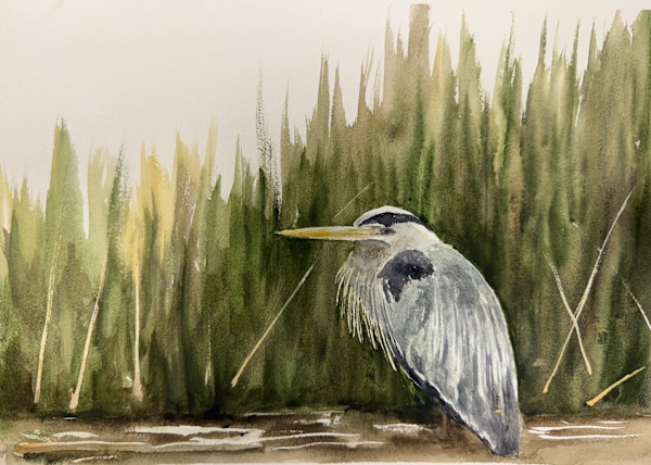 Heron by Katy Heyning Watercolor and Fine Art, Image 1.