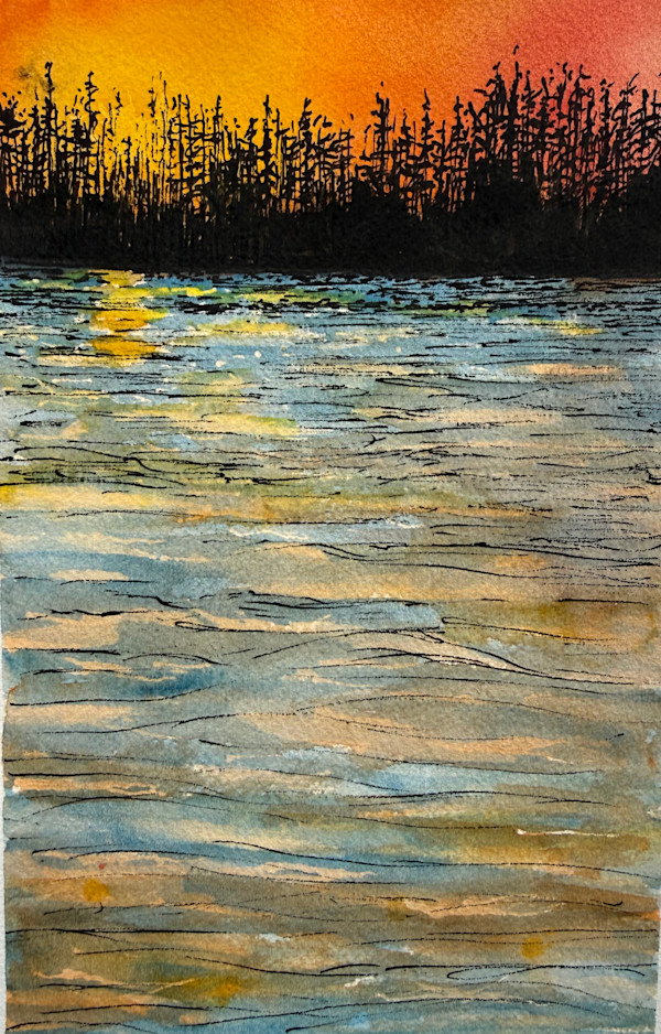 Spider Lake Sketch by Katy Heyning Watercolor and Fine Art, Image 1.