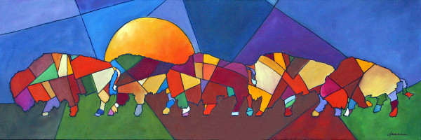 Buffalo Quilt - print on wood by Danna Tartaglia