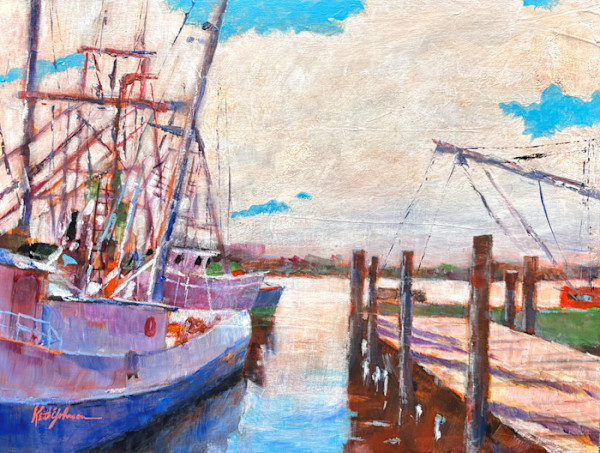 Docked Shrimpers by Keith E  Johnson