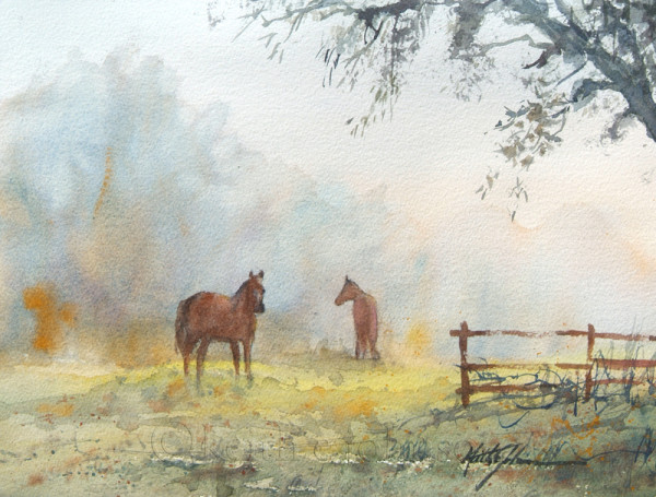 Horses in the Morning Fog by Keith E  Johnson