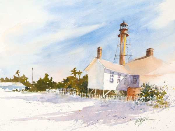 Sanibel Lighthouse Vignette by Keith E  Johnson