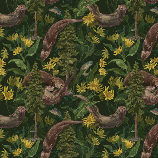 Balsamroot and Otters wallpaper by Jay Rasgorshek