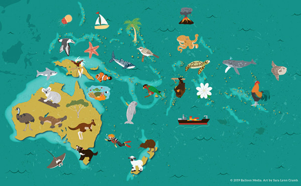 Oceania animals by Sara Cramb