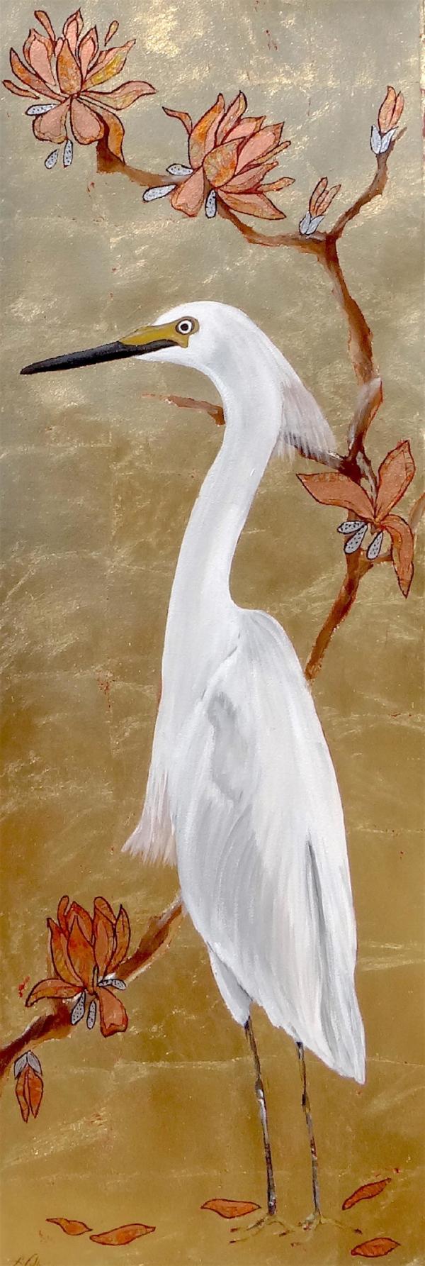 Egret and Magnolia by Louise Cutler