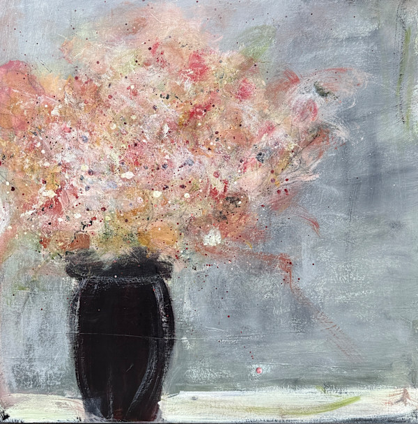 Messy Floral in a Black Vase by Nicole Cromwell