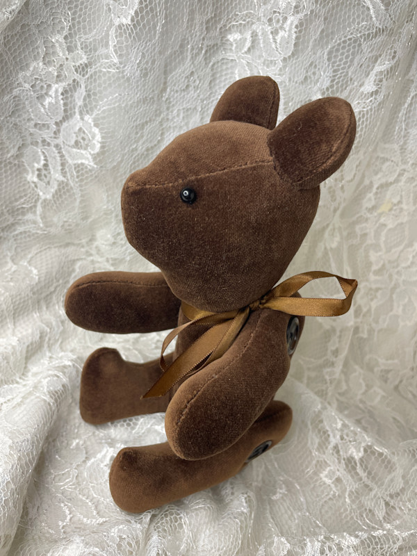 Velveteen Sachet Bear, Brown, Jointed by Susan Detroy