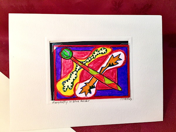 Dragonfly with Blue Border by Susan Detroy