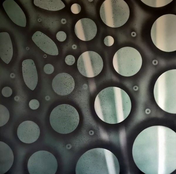 found objects random with light rods by Heather Lewis