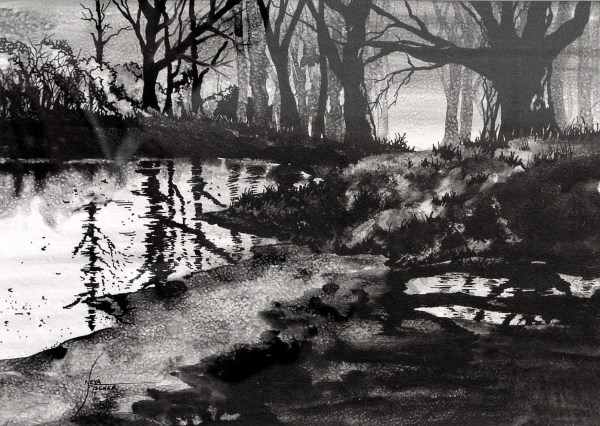 Untitled - woodland scene by Neva Fischer