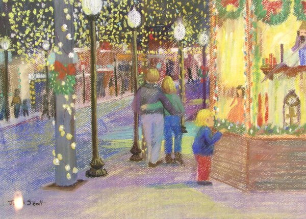 Untitled - people at Christmas shopping by Judith A. Scott