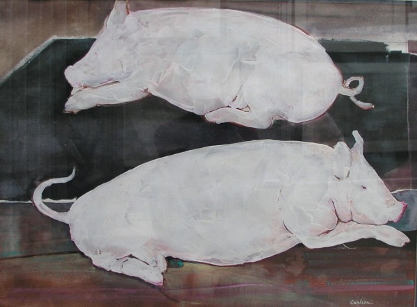 Untitled - 2 Pigs at Littleton Museum by Betty Carlson