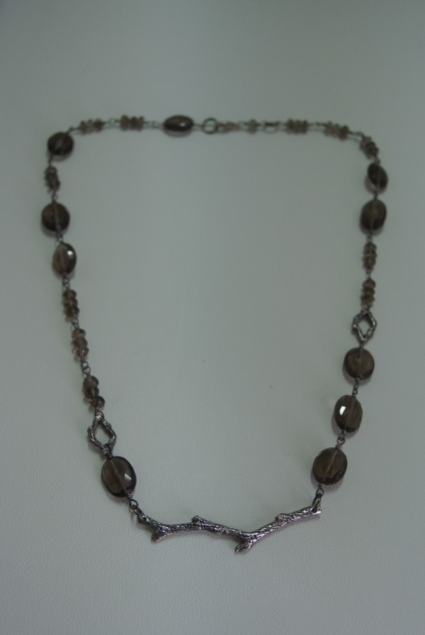 SS Twigs and Quartz Beads Necklace by Hollis Bauer