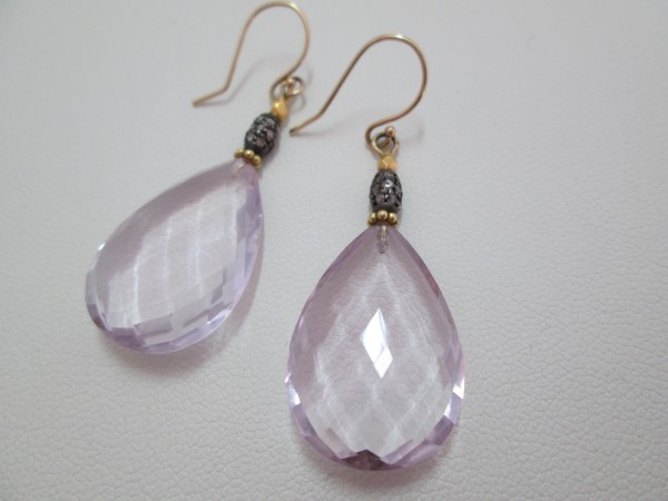 Rose de France Faceted Amethyst Earrings (14 ct Gold) by Hollis Bauer