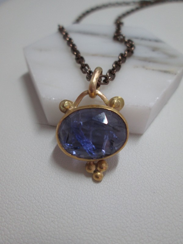 Top Faceted Tanzanite (18 Kt Setting) Necklace by Hollis Bauer