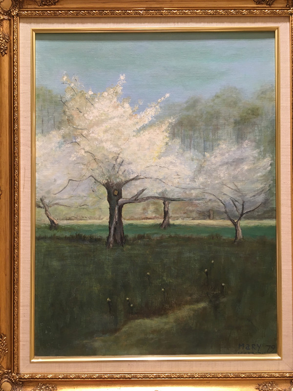 Landscape with Flowering White Trees by Mary Keenan