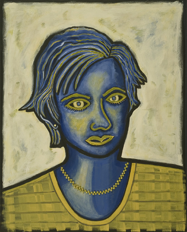 Blue Lady With Beads by Joyce Wynes