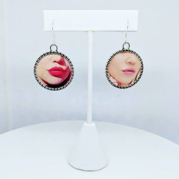 Khloe's Lips in Red and Nude (earrings) by Laura Collins