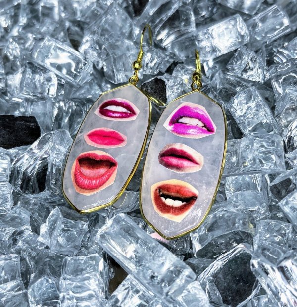 Running Mouths Mini No. 8 (earrings) by Laura Collins