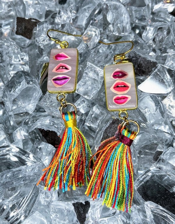Running Mouths Mini No. 2 (earrings) by Laura Collins