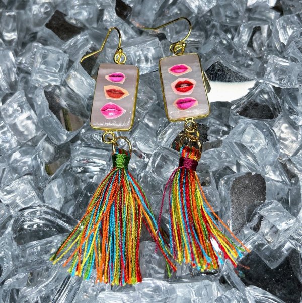 Running Mouths Mini No. 4 (earrings) by Laura Collins