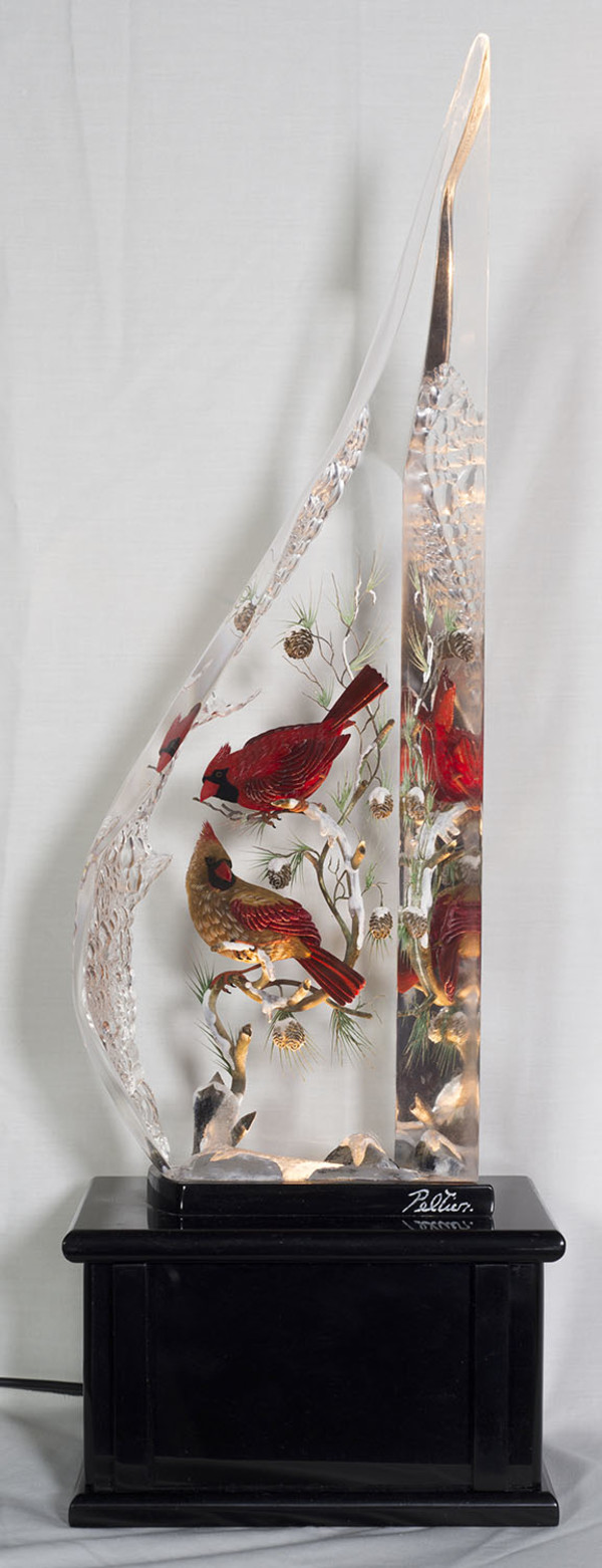Pair of Cardinals in Pine by Gilles Peltier, Image 2.