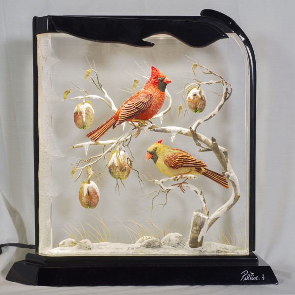 Cardinals in Apple Tree by Gilles Peltier, Image 2.
