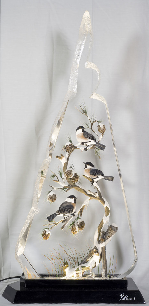 Chickadees in Pine by Gilles Peltier, Image 2.
