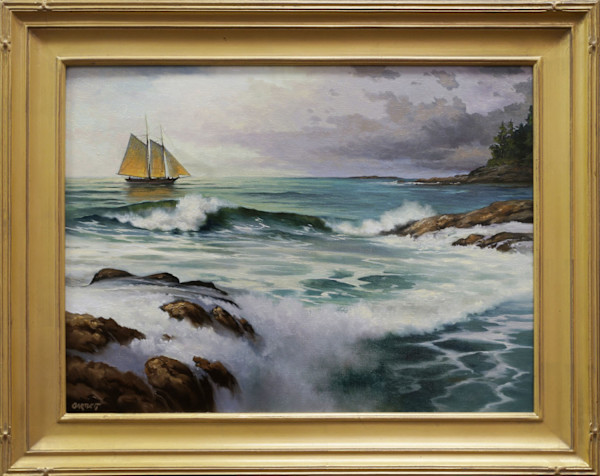 Large Sailboat and Heavy Surf by Harley Bartlett, Image 2.