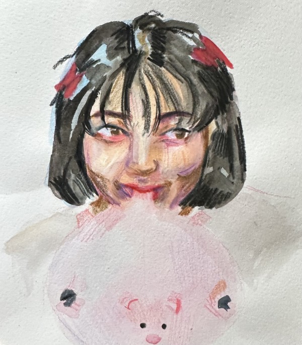 Girl with Pig Balloon by Abigail Kim