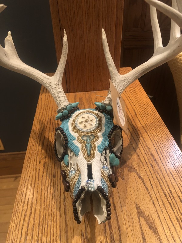 Turquois Blue Roe Deer Skull by Kelly Nygard