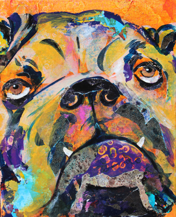 Bulldog in Blue and Purple by Susan F. Schafer Studio