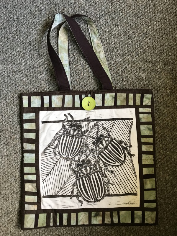 Beetles Hand-printed Tote Bag by Susan F. Schafer