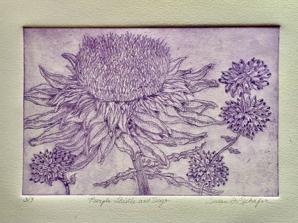 Purple Thistle and Sage 3/3 by Susan F. Schafer Studio