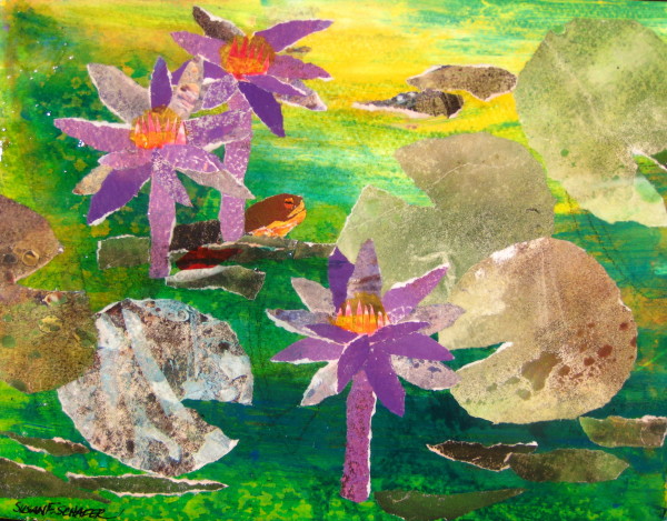 Pond Turtle in the Lilies by Susan F. Schafer