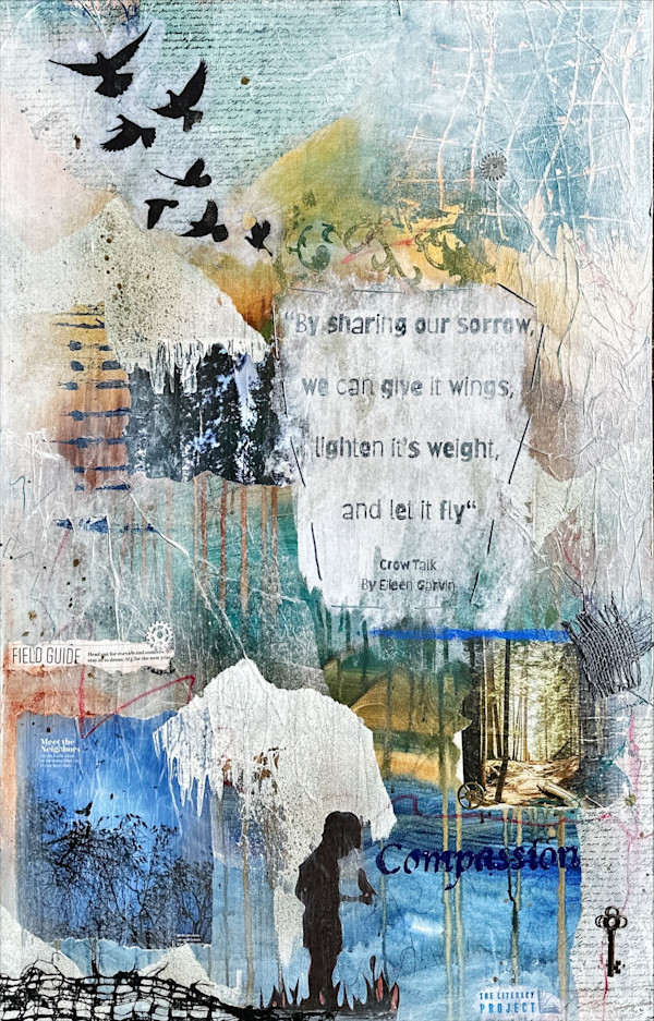 Let it Fly (Canvas of Crows) - One work, many hearts… Created for the Literacy Project of Eagle County's annual fundraiser 2025 by Tara Austin Novak
