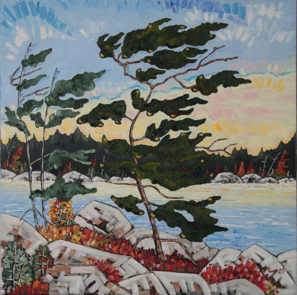 Wind on the Point on the Lake of the Woods by Leon Pewarchuk