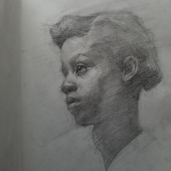 "Young Girl" by Consuelo Conga; graphite study by Gabbie Davis