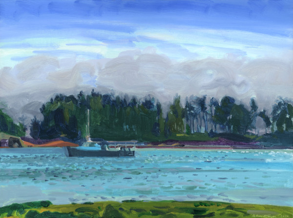 Fog Retreating, Gouldsboro Bay by John Schmidtberger