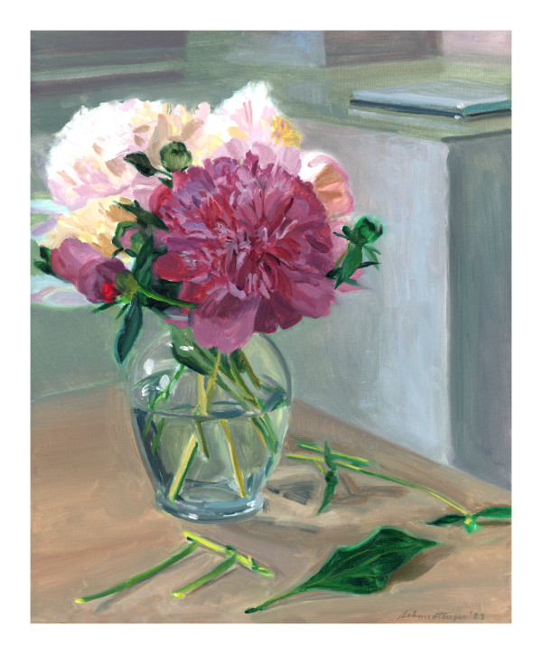 Two Kinds of Peonies by John Schmidtberger