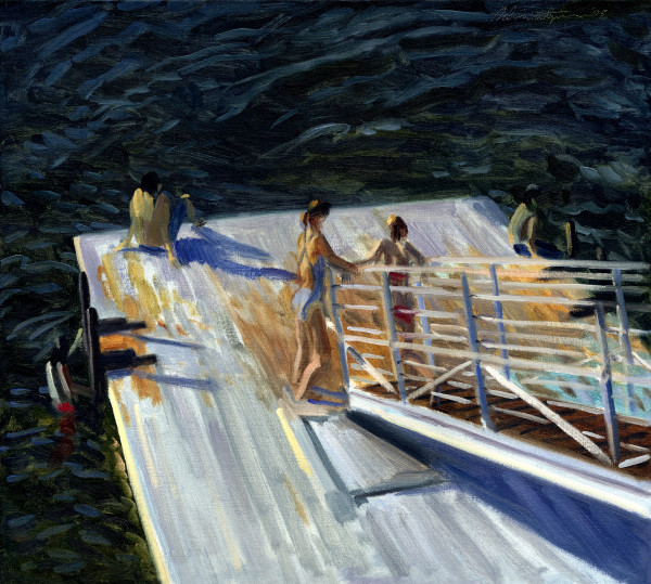 Swim Float with Girl on Steps by John Schmidtberger