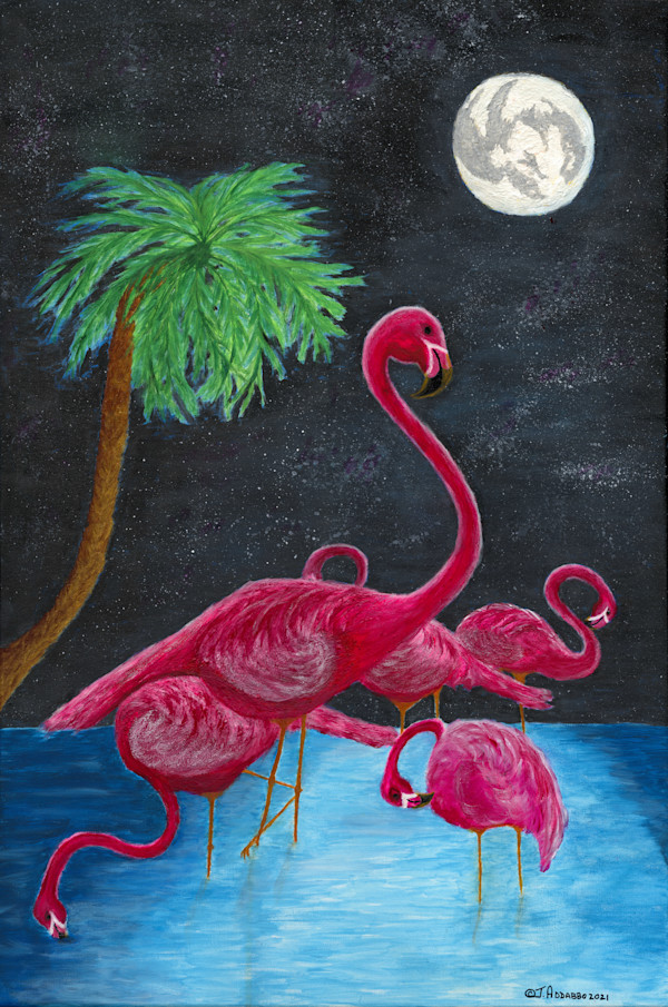 Flamingos by Moonlight by Joe Addabbo