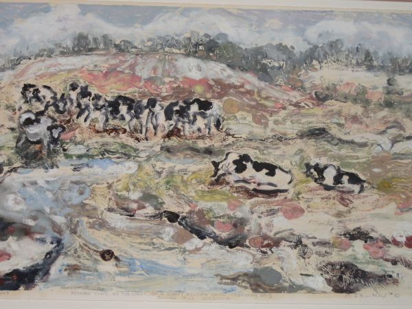 Resting Cows by the Creek on a Sunny Melting Snow Day - Boones Mill by Mary Jane Burtch