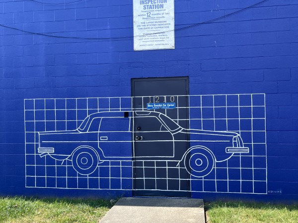 Untitled (Boxy Swedish Car Center Mural) by Katherine Devine