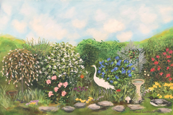 Garden with Egret by Maud Guilfoyle