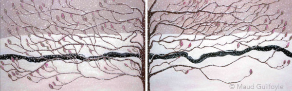 Magnolia in Snow Diptych by Maud Guilfoyle, Image 1.