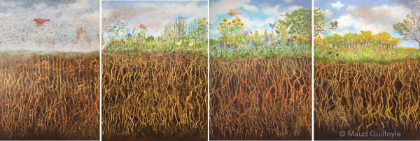 Roots in Four Seasons/ four panels by Maud Guilfoyle