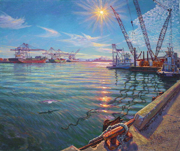 Winter Sun on Port Of Oakland by Anthony Holdsworth