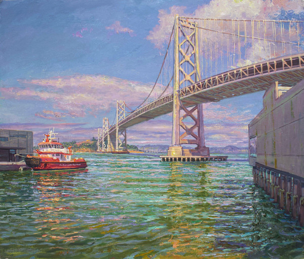 The St. Francis Moored below the Bay Bridge by Anthony Holdsworth
