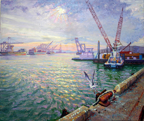Port Of Oakland Light On Water by Anthony Holdsworth